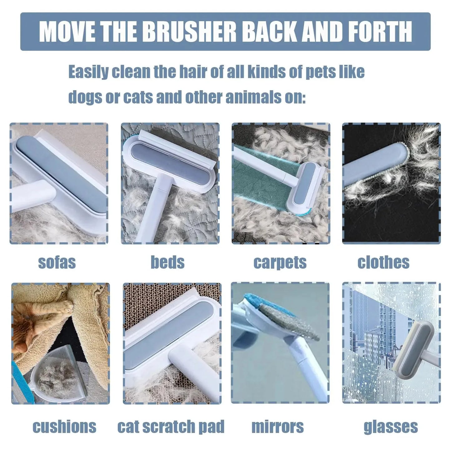 Reusable Pet Hair Remover Brush – Static Fur Cleaner for Furniture, Carpet & Clothes