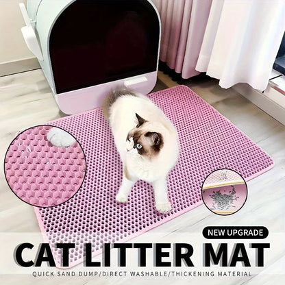 Double Layer Waterproof Cat Litter Mat – Honeycomb Scatter Control Easy Clean Mat