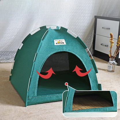 Portable Foldable Pet Tent – Breathable Cat & Dog House with Summer Cool Mat
