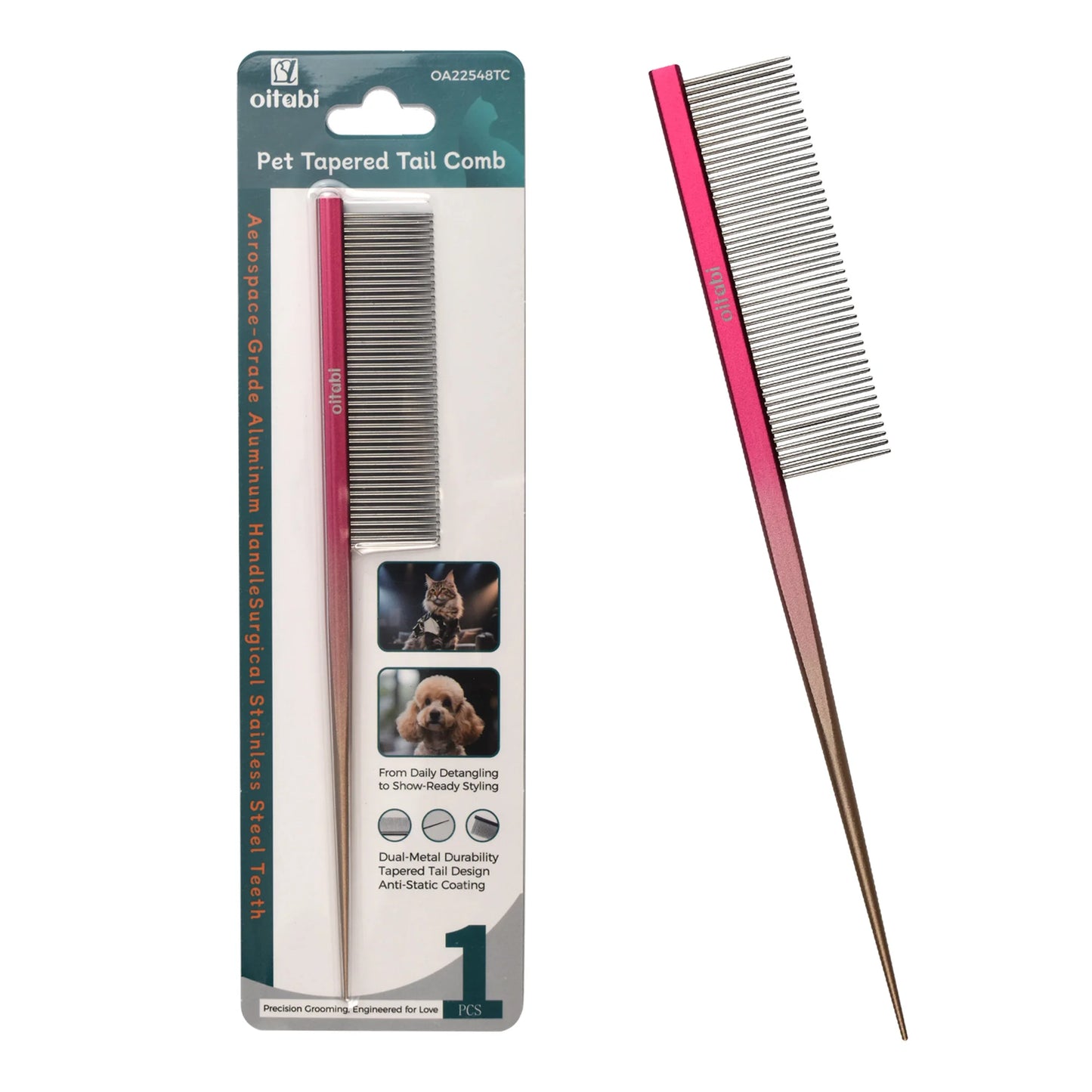 Deluxe Pointed Tail Pet Grooming Comb – Styling & Finishing Comb for Dogs & Cats
