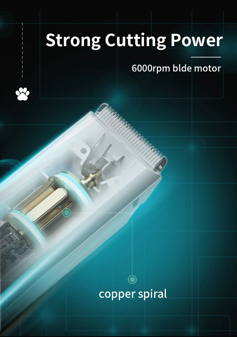 Rechargeable Waterproof Dog Hair Trimmer – USB Pet Grooming Clipper with Ceramic Blade