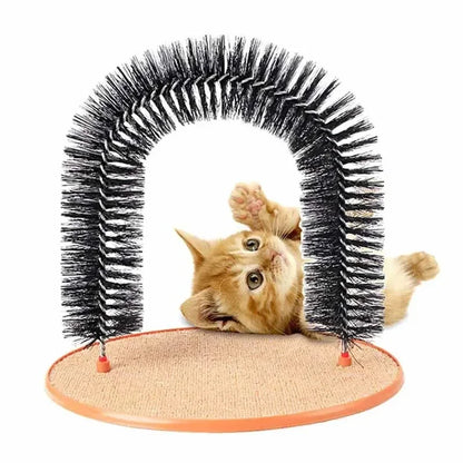 Self Grooming Cat Arch – Massage Brush & Scratching Pad Interactive Cat Toy