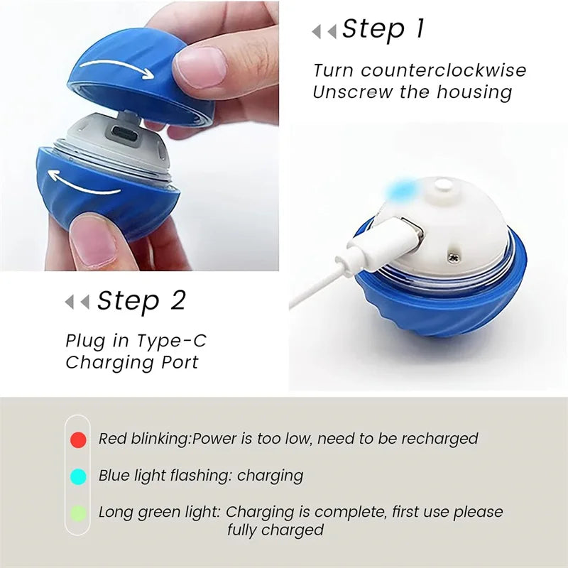 USB Rechargeable Smart Pet Toy Ball – Automatic Moving Interactive Dog & Cat Toy