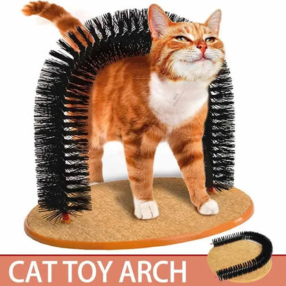 Self Grooming Cat Arch – Massage Brush & Scratching Pad Interactive Cat Toy