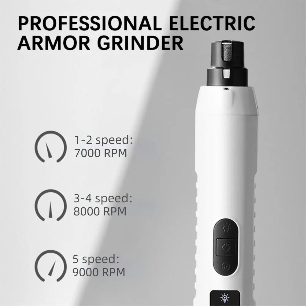 5-Speed LED Dog Nail Grinder – Quiet Electric Pet Nail Trimmer