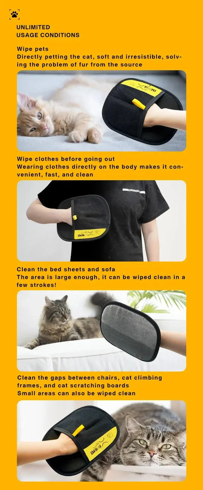 Double-Sided Electrostatic Pet Grooming Gloves – Hair Removal & Deshedding Tool