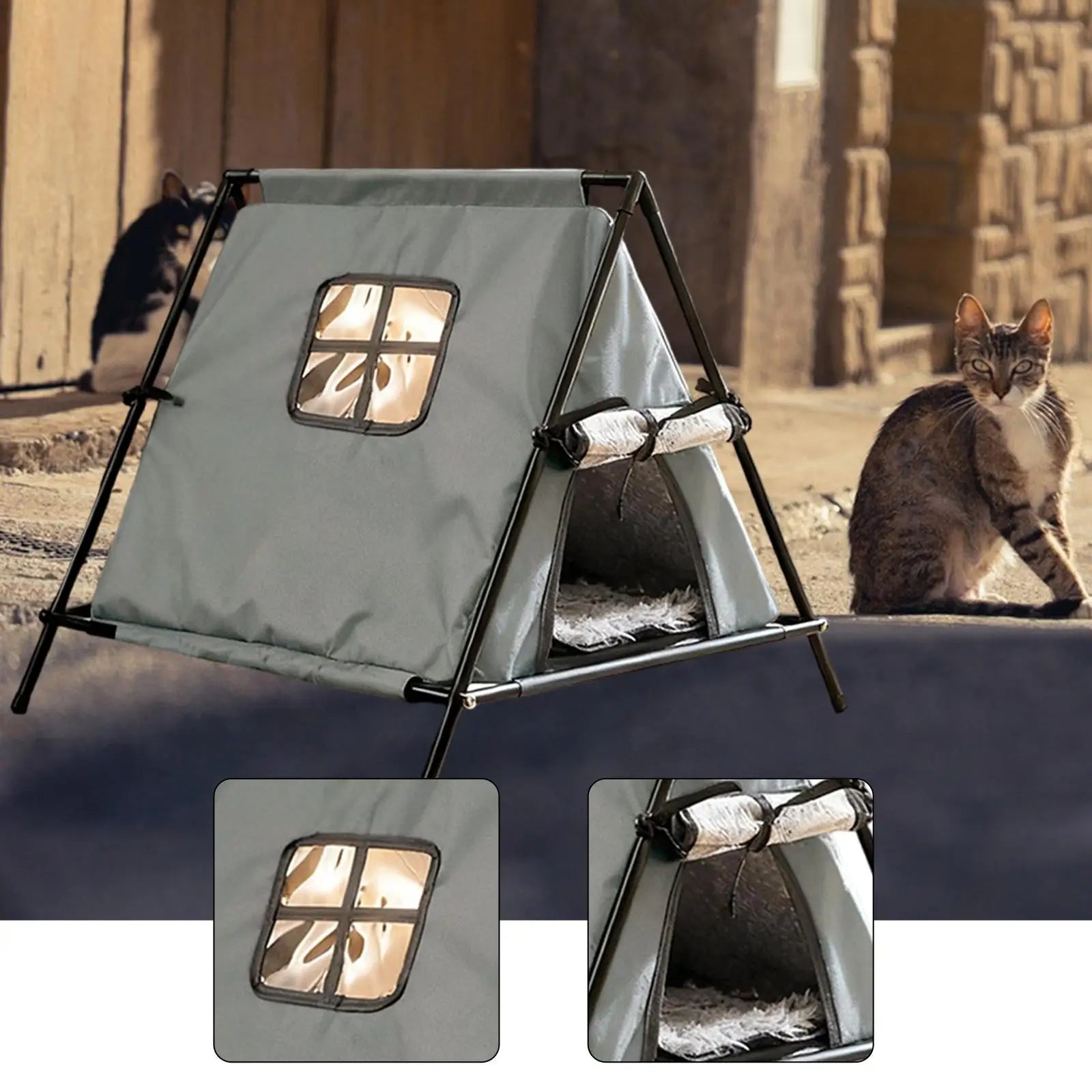 Enclosed Cat Tent Bed – Cozy Hideaway Kitten Cave for Indoor & Outdoor