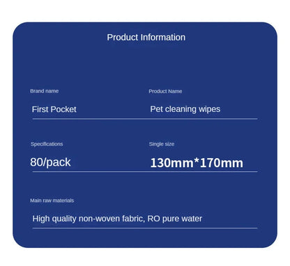 Pet Cleaning Wipes 80 Count – No-Rinse Deodorizing Grooming Wipes for Dogs and Cats