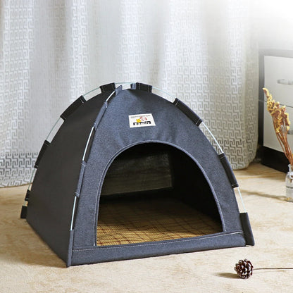 Portable Foldable Pet Tent – Breathable Cat & Dog House with Summer Cool Mat