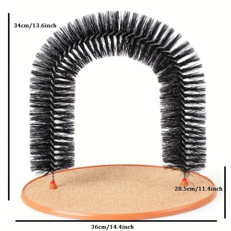 Self Grooming Cat Arch – Massage Brush & Scratching Pad Interactive Cat Toy