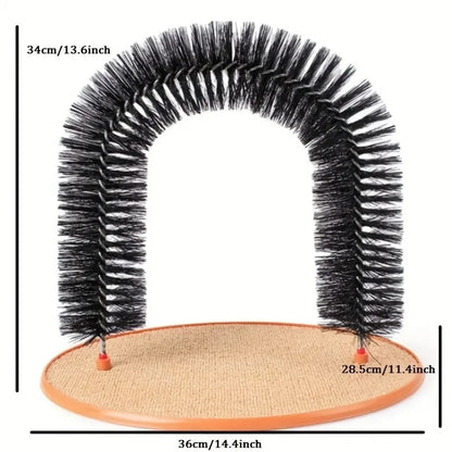 Self Grooming Cat Arch – Massage Brush & Scratching Pad Interactive Cat Toy