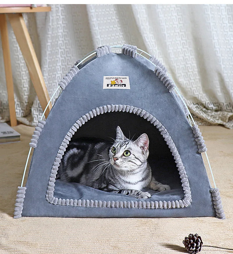 Portable Foldable Pet Tent – Breathable Cat & Dog House with Summer Cool Mat