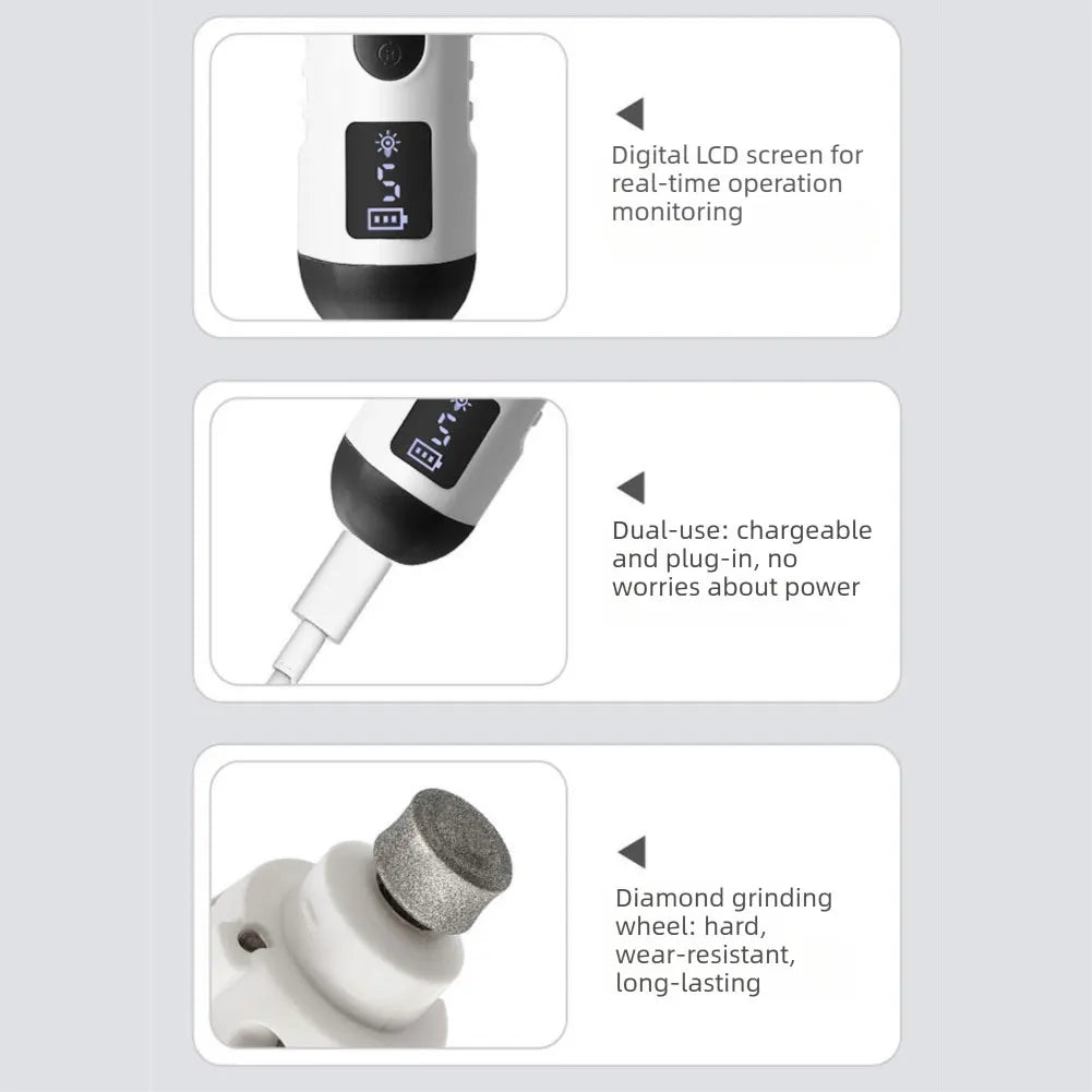 5-Speed LED Dog Nail Grinder – Quiet Electric Pet Nail Trimmer