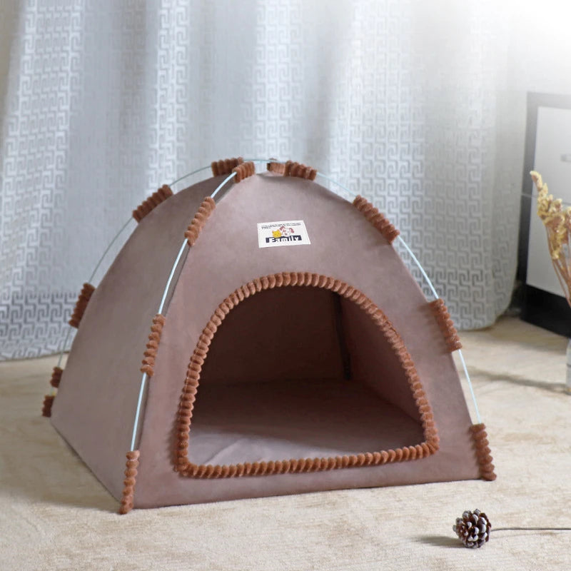 Portable Foldable Pet Tent – Breathable Cat & Dog House with Summer Cool Mat
