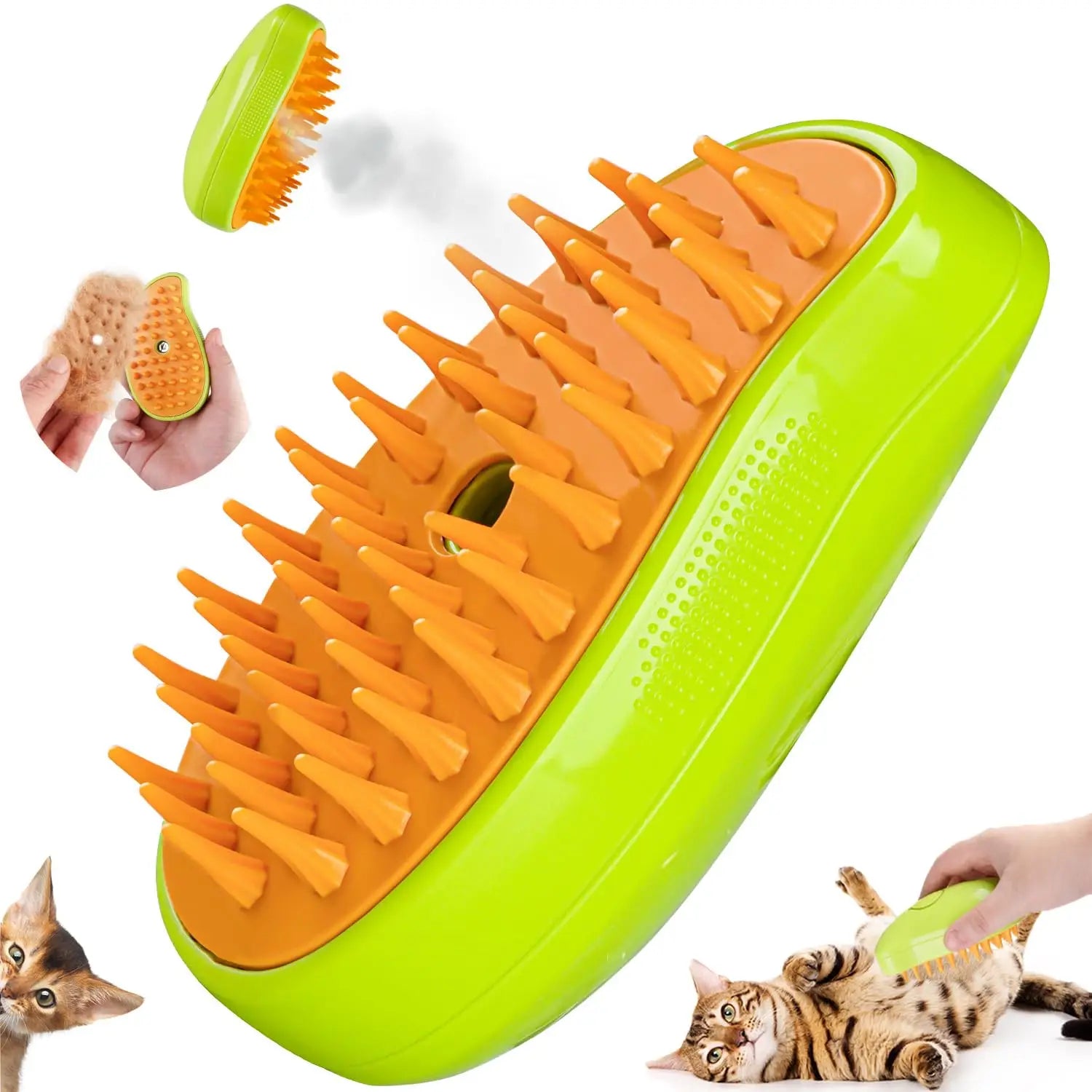 Steam Spray Pet Grooming Brush – Electric 3-in-1 Dog & Cat Deshedding Massage Comb
