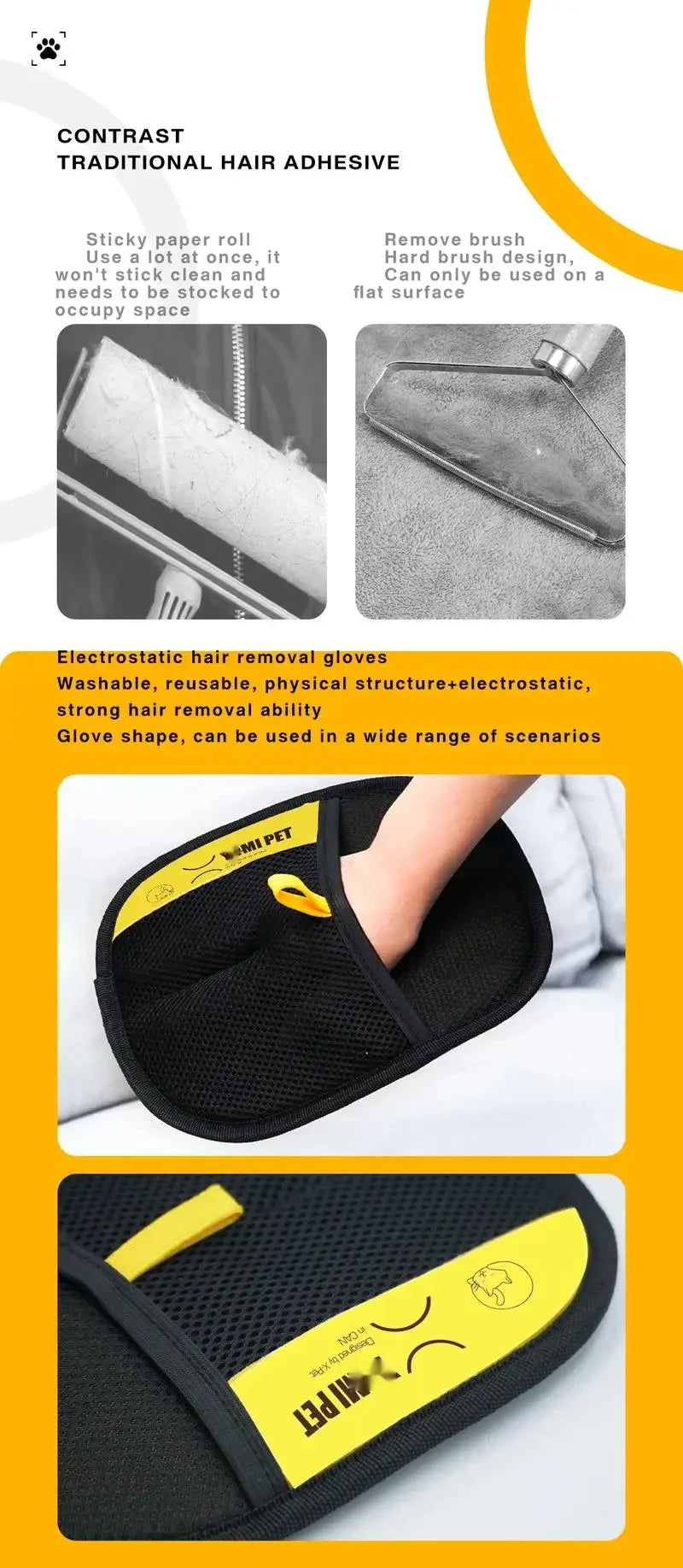 Double-Sided Electrostatic Pet Grooming Gloves – Hair Removal & Deshedding Tool